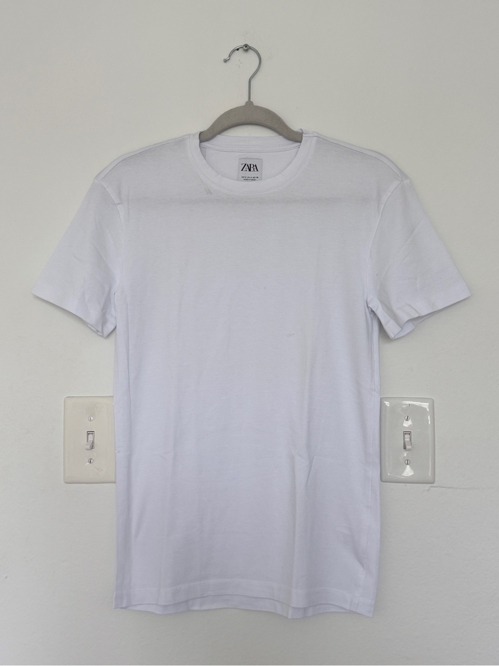 Zara Men White Short-Sleeve Crew T-Shirt